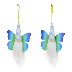 ชุดตุ๊กตาโนมส์ผีเสื้อ2ตัวตุ๊กตากำมะหยี่เอลฟ์ของประดับแขวนขนาดเล็กสไตล์สวีเดนสำหรับเครื่องตกแต่งหน้าต่างผนังบ้าน