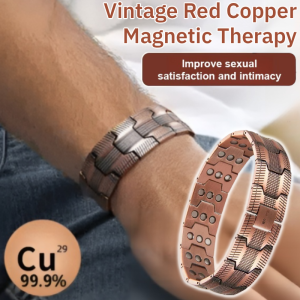 Magnetic Therapy Copper Bracelet Wide Vintage Design Pure Copper Wristband Healing Energy Balance for Men and Women