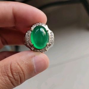 Cincin Natural Batu Green Chalcedony Top Quality