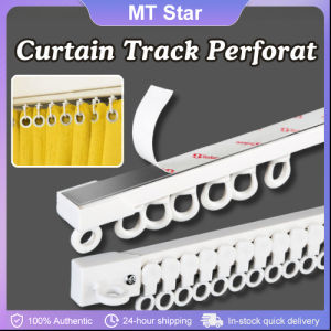 1M Curtain Track Punch Free Paste Self-Adhesive Slide Rail No Need To Punch Holes Convenient Curtain Hook