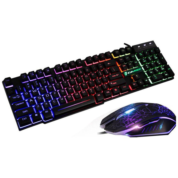 T6 Wired Mechanical Keyboard Mouse Gamer Sets Rainbow Backlight USB ...