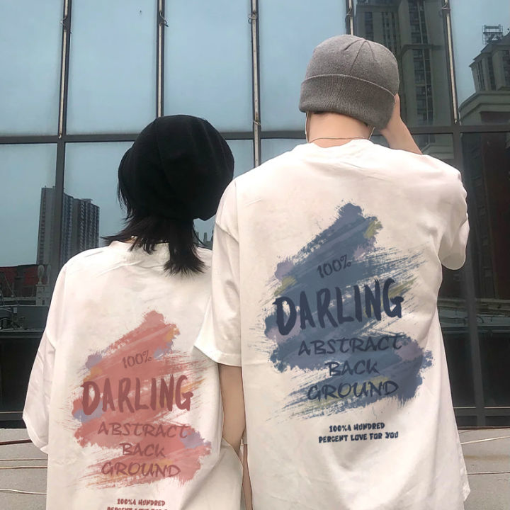 Cotton Womens T-Shirts Korea Street Style couple tshirt tees tops