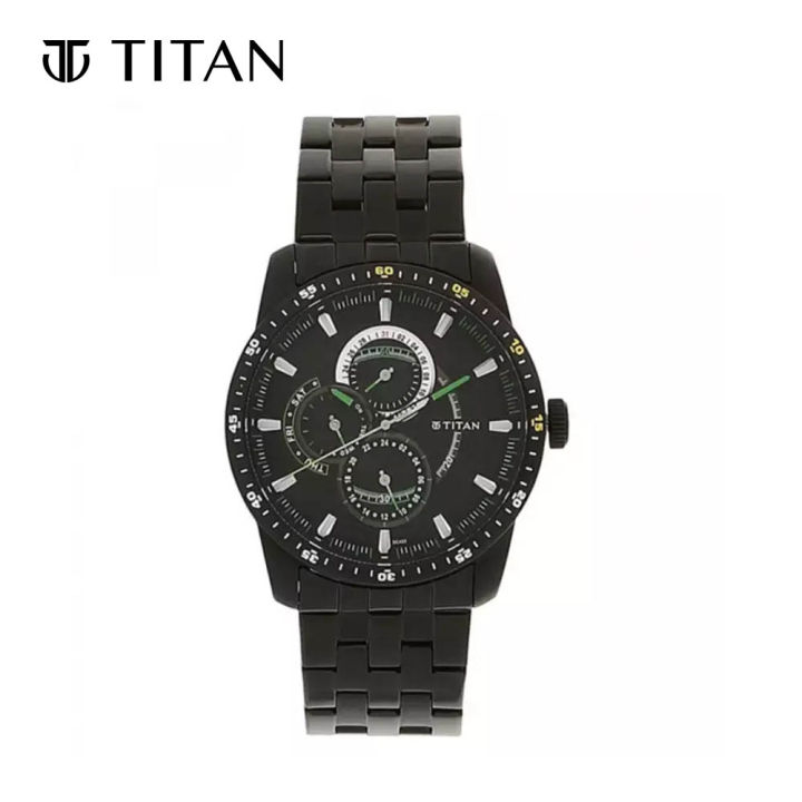 Titan Octane Black Dial Black Metal Strap Men's Watch 9449NM01