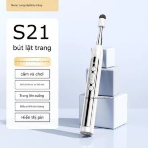 Bút trình chiếu slide powerpoint S21 tích hợp que chỉ bảng laser thuyết trình không dây pin sạc điều khiển từ xa cao cấp
