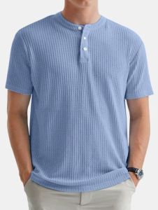 kaos kancing waffle lengan pendek pria dan wanita harga terjangkau/kaos waffle premiun berkancing