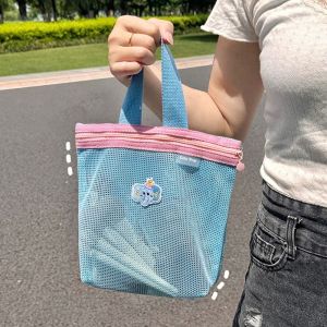 KSHU7 Skin Care Storage Bag Women Cosmetic Bag Makeup Brush Student Stationery Zipper Makeup Bag Portable Lipstick Toiletry Mesh Storage Bag Travel Wash