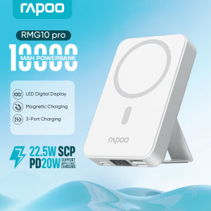Rapoo RMG10\RMG10 Pro Wireless Magnetic Charging Power Bank 10000mAh 15W Fast Charging Wireless Powerbank for iPH12-15 22.5W Type-c Fast Charging Compact Portable Powerbank