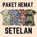 Code8.id PAKET HEMAT SETELAN PRINTING FULPRINT KARAKTER KARTUN BAHAN ADEM UKURAN S-XXL USIA 1-10 THN. 