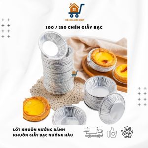 Set 100 – 250 Đế Cốc Giấy Bạc Nướng Bánh Tart Trứng & Hàu – An Toàn Tái Sử Dụng Dùng Cho NCKD