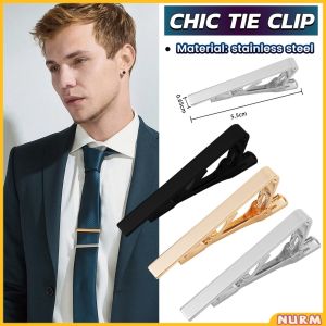 Nurm Stainless Steel Chic Necktie Tie Bar Clasp Clip Formal Occasion Tie Accessories Silver Gold Black