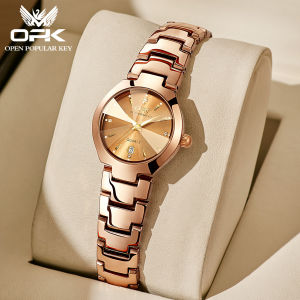 OPK Womens Waterproof Original Genuine Watch Quartz Movement Luminous Calendar Stainless Steel Strap Casual Elegant Style