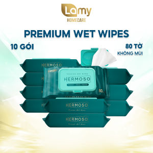 [PREMIUM] Thùng 10 Gói Khăn Ướt Cao Cấp Hermoso x EcoWipes 80 tờ Không Mùi An Toàn Cho Bé