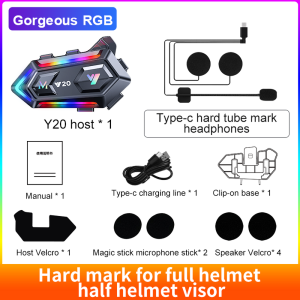 KEBIDU Y20 Motorcycle Intercome Helmet Headset Bluetooth 5.3 Stereo Hands Free Ipx6 Waterproof Moto Wireless Earphone Support Voice