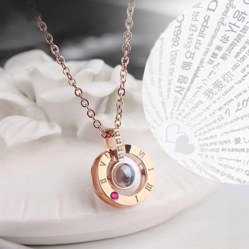 100 Languages I Love You Projection Pendant Memory Necklace Best