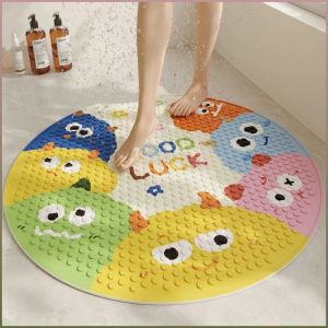 Bathroom Mats Non-slip Cartoon Waterproof Mat Pvc Material Warm Heart Pattern Comfortable Touch