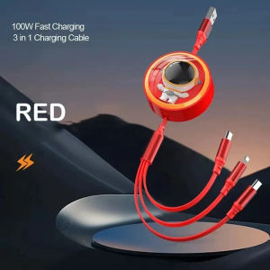 3 In 1 5A ultra fast charging cable for iphone Samsung mobile phone retractable charging cable