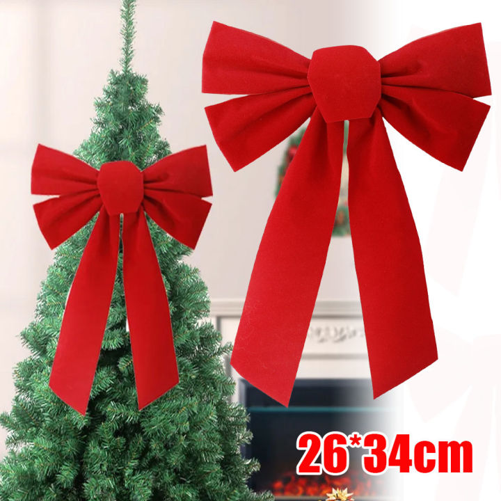 Large Red Christmas Bows Velvet Bow Christmas Tree Topper Bow for Xmas