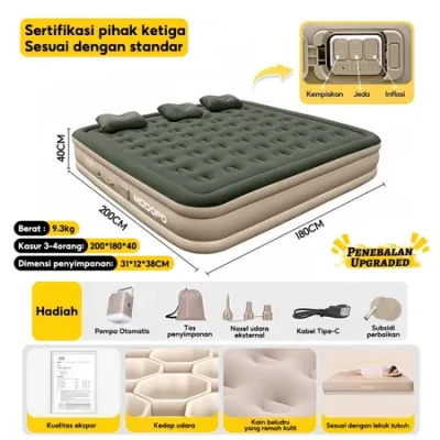 [COD] MODOFO Outdoor hijau Matras Kasur Pompa Tidur Kasur Angin Bisa Tahan Inflatable Bed Tiup