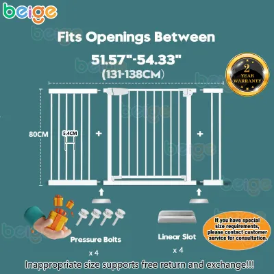 Beige Safety Gate Fence Barrier for Baby Child Dog Pet Stairs Sturdy Adjustable Indoor Dog Gate Baby Door