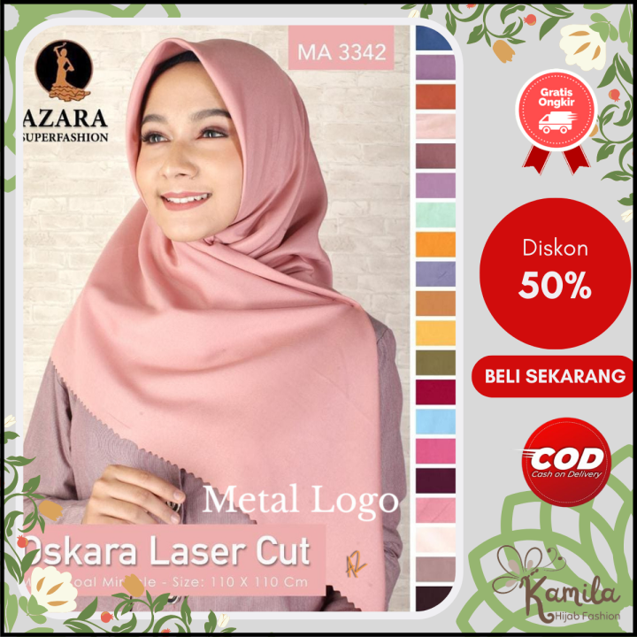 Hijab Jilbab Kerudung Segi Empat Oskara Motif Metal Logo Laser Cut ...