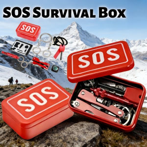 SOS Survival Box Outdoor Survival Tool Portable First Aid Emergency Box Camping Equipment Kit