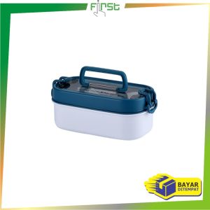 FH-C991 Tempat Makan 2 Tingkat dengan Jinjingan 700ML Free Sendok Garpu BPA FREE / Lunch Box Susun 1000ML Anti Tumpah Bahan Plastik Portable / Kotak Bekal Food Grade Import