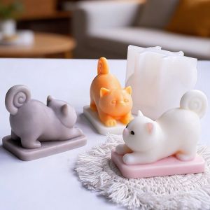 CANICECA 3D Design Cat Candle Mold Cute Animal Shape Silicone Material DIY Candle Mold Handmade Craft 3D Animal Mold Home Decor