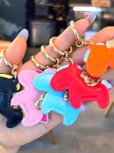 Multi-color Carrying on Money Pocket PU Horse Keychain PU Leather Car Keyring PU Leather Hanger Cartoon Animal Bag Pendant Women