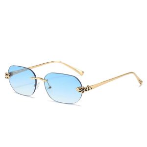 NEEUJ โลหะผสม แว่นกันแดดทรงรีไม่มีขอบ ของตกแต่งชุด น้ำหนักเบา แว่นกันแดดโพลาไรซ์สำหรับผู้ชาย ใหม่ ตกแต่ง แว่นตาป้องกันแสงสีฟ้า แบบพังก์