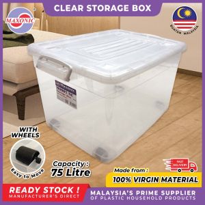 MAXONIC 75L Clear Storage Box Container Organizer