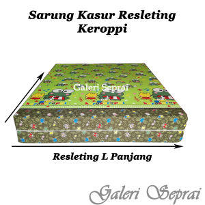 Sarung Kasur Motif Keroppi Warna Hijau dengan Resleting L Panjang - Gading