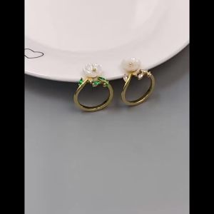 Fashionable and Luxurious Shell Flower Open Ring Unique Design Simple and Versatile New Popular Index Finger Ring