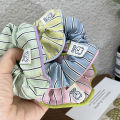 Cream Striped Hair Ring Female Sweet Bear Mori Cute Scrunchie High Elastic Hair Accesssories. 