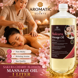 Sakura Cherry Blossom Scented Relaxing Massage Oil (1 Liter) – Soothes Sore Muscles & Enhances Massage Therapy
