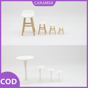 CANAMEK✨ Dollhouse mô phỏng chân cao bàn tròn thanh ghế mô hình Dollhouse mini đồ nội thất đồ chơi búp bê nhà sống cảnh trang trí