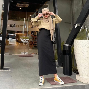 Skirt Elegan Mermaid Satin Polos Ukuran Plus Size untuk Muslimah