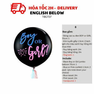 Bóng Đen Kim Tuyến Xanh Hồng Cho Tiệc Dự Đoán Giới Tính – Pink and Blue Gender Reveal Balloons for Baby Shower TBGT07