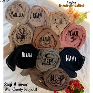 JILBAB SEGI EMPAT INNER 2 LAYER BY INNARAMEDINA HIJAB GAK TERAWANG SIMPLE CERUTY DOLL TRENDY CANTIK