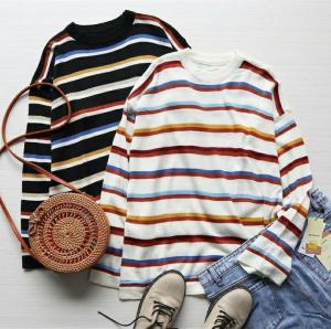Stripe Rainbow Knit (bisa COD) Sweater Wanita Sweater Rajut Sweater Rainbow Sweater belang belang