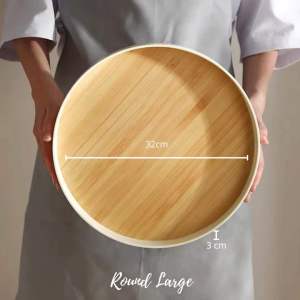 Classy Luxe Japanese Household Nordic Wood Serving Tray Tea Cup Water Cup Tray Living Room Minimalist Rectangular Round Fruit Plate/Accessories