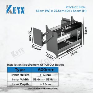 KEYN Aluminum Alloy Kitchen Basket Soft Close Elevator Lift-Down Pull Basket Kitchen Rack Organizer