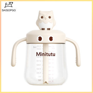 SKISOPGO Children Milk Cup 320ml Baby Bottle Straw Water Bottle Training Bottle Handle Cawan Susu Kanak 儿童牛奶杯