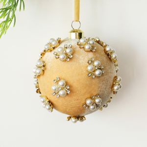 WENYOU Vải nhung phủ nhung Giáng Sinh Bọc Nhung Đường kính 8cm Lõi xốp trang trí phủ nhung Có thể tái sử dụng Chống vỡ Đồ trang trí cây thông Noel Cây thông Noel