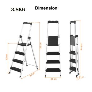 4 Step Foldable Light weight Aluminium with wider Anti Slip Pedal