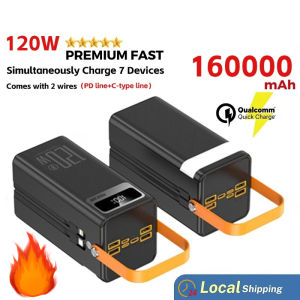 [Ready Stock]Solar Powerbank Fast Charging Solar Powerbank With Built-in Cable 160000mAH USB 3.0 Original Powerbank Accessory Smartphone powerbank Camping Mobile Power Bank