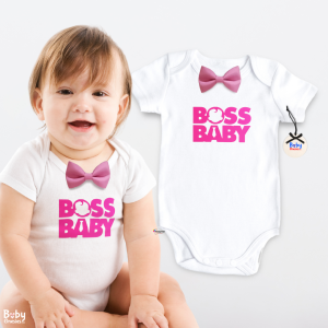 Boss Baby Girl Onesie with Pink Bow 0-12 months Cotton Newborn Infant Frogsuit Baby Onesies PH