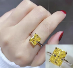 Natural Stone Citrine Platinum Ring Adjustable Ring Non Fading Non Pawnable for women passion Ring