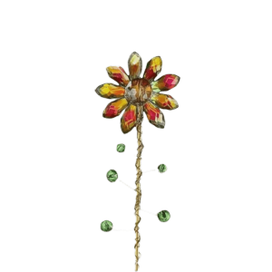 DSFDF Colorful Crystal Sunflower Suncatcher Rhinestone Gold Trellis Garden Decorative Pile Window Light Refraction Table Plant Metal Plant Stake Garden Decoration