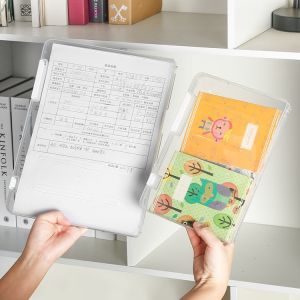 Transparent File Box A4/A5 Desktop Storage Box Sticker Notes with Buckle Paper Document Organizer School Office Supplies