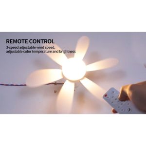 52cm E27 LED Ceiling Fan Light 40W Quiet 6-Leaf Fan Lamp with Remote Control 3 Color Lighting for Home Bedroom